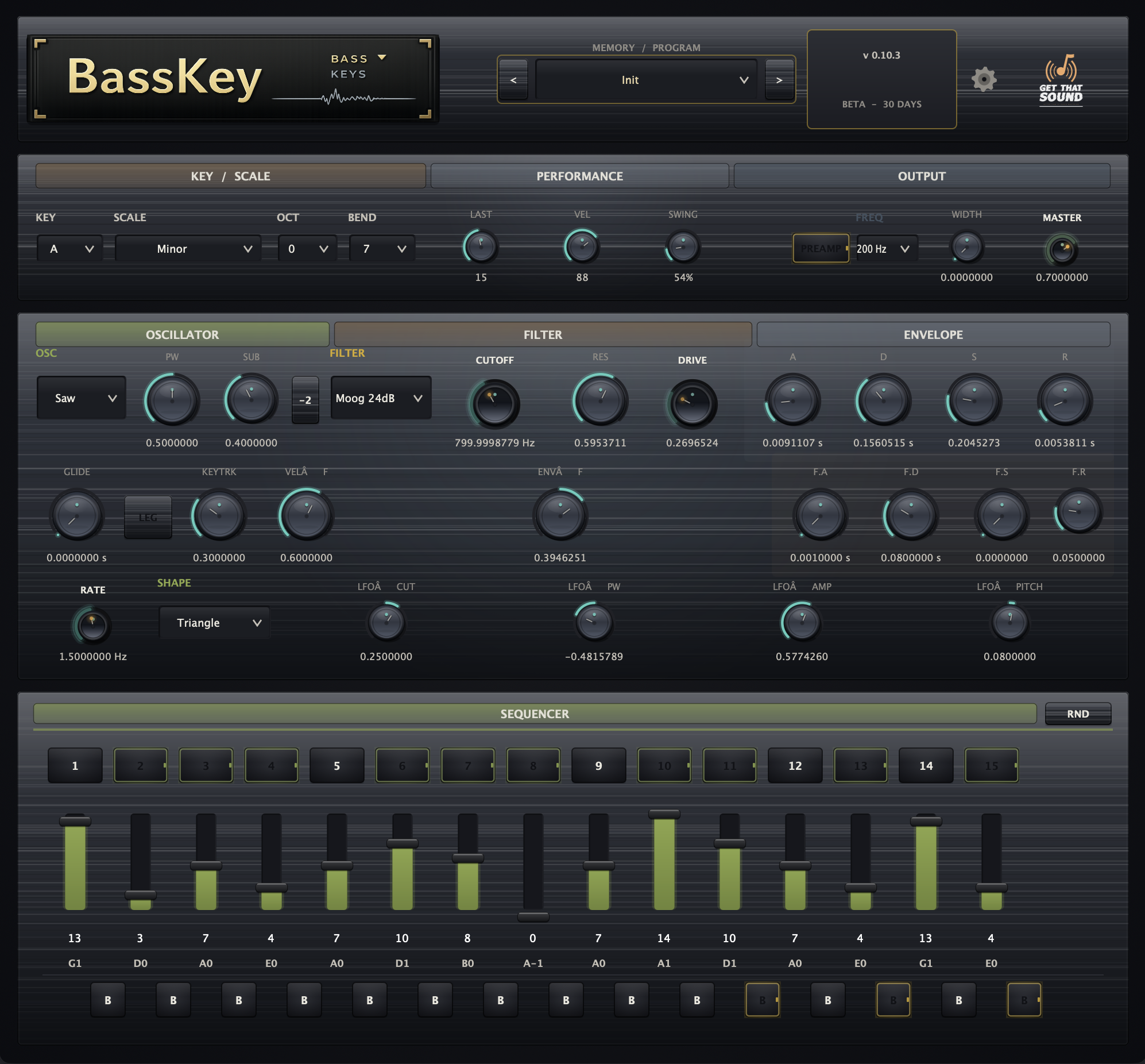 BassKey plugin interface, current beta build